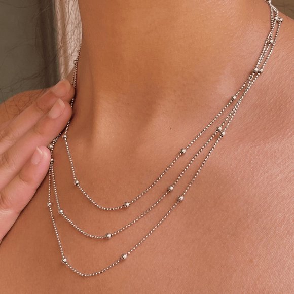 Italian Sterling Silver Trio Strand Necklace - Picture 2 of 4